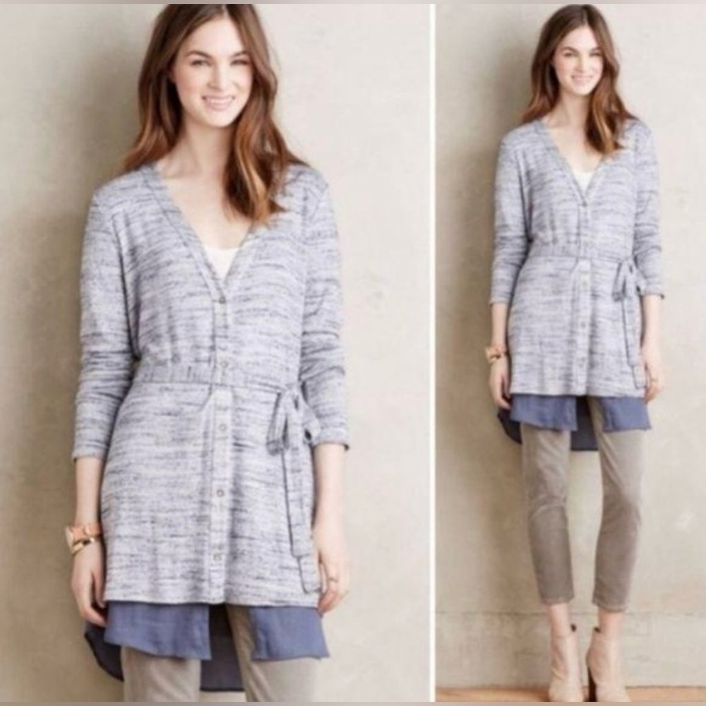 Anthropologie Dolan Left Coast Nomi Cardigan Dress Navy Sz S M Lagenlook Preppy